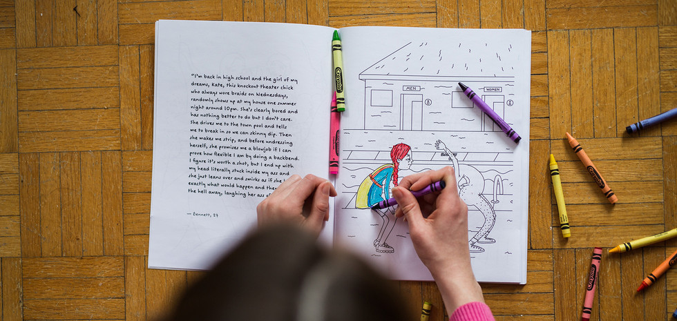 Child with open coloring book